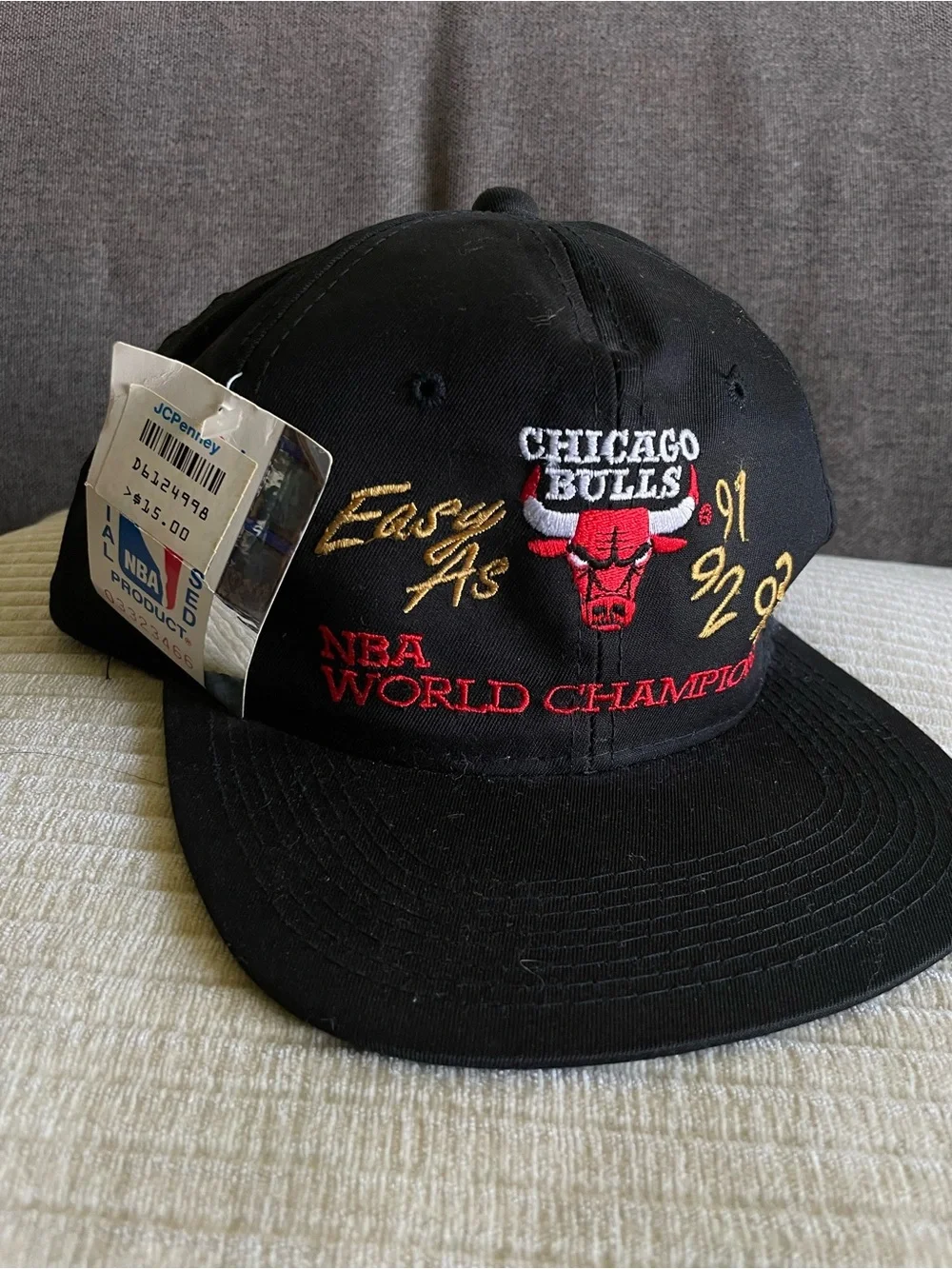 Vintage Chicago Bulls‎ Easy 91, 92, 93 NBA Champions Snapback Hat Black